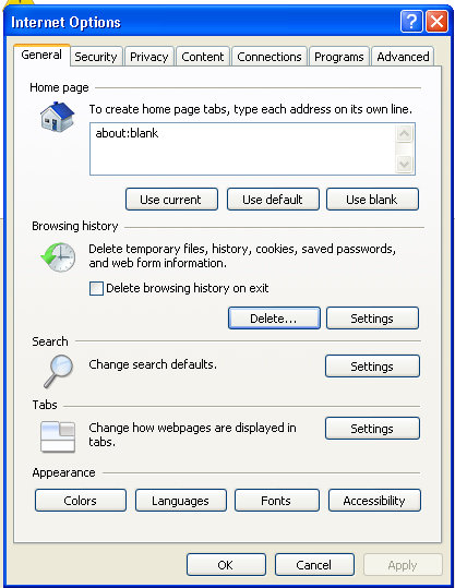 Làm thế nào để xóa các tập tin cookie và lịch sử duyệt web Internet Explorer