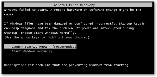 List   				Khắc phục lỗi khởi động Windows 7 bằng Startup Repair