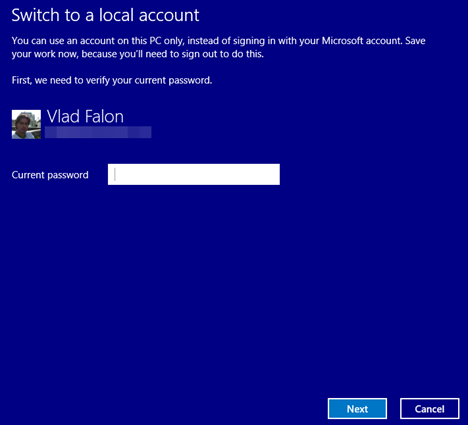 Windows 8.1, PC Settings, hạ cấp, tài khoản người dùng, địa phương, Microsoft, chuyển đổi