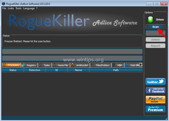 Xóa mục Registry độc hại bằng RogueKiller