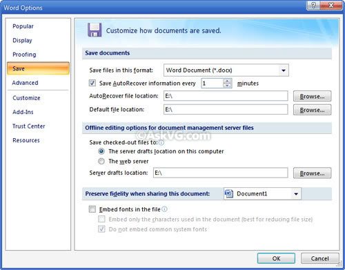 Thay đổi vị trí lưu tập tin Microsoft Office mặc định