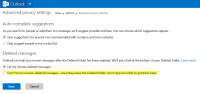 Khôi phục thư đã xóa từ Outlook.com