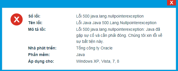 Khắc phục Lỗi hệ thống "Error 500 java.lang.nullpointerexception"
