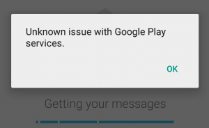Thông báo lỗi "Unknown issue with Google Play Services" trên CH Play