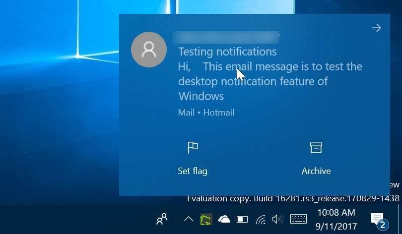 Tắt Thông báo trên Desktop trong Windows 10