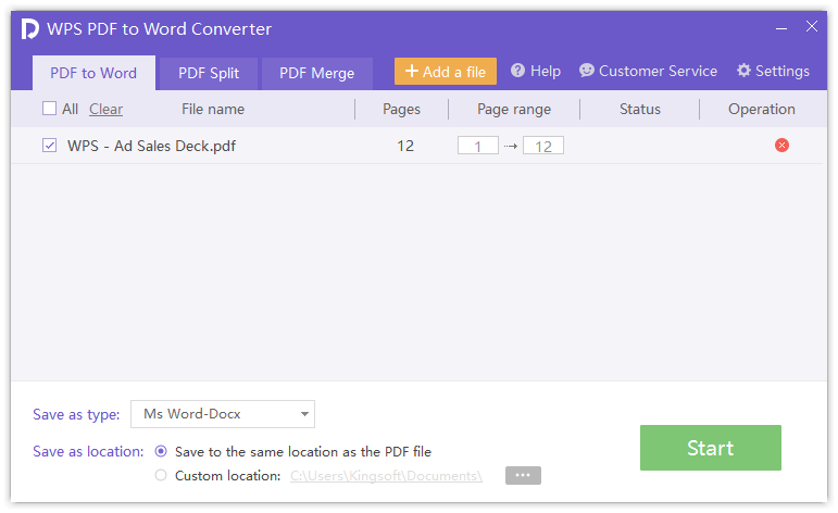 Sử dụng WPS PDF to Word Converter