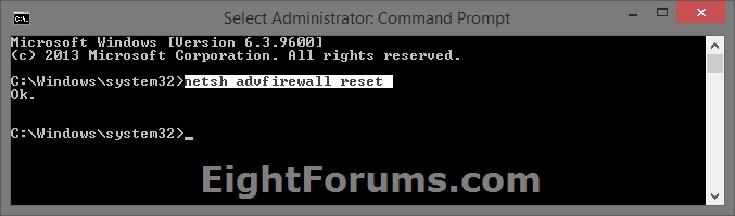 Reset Windows Firewall Command