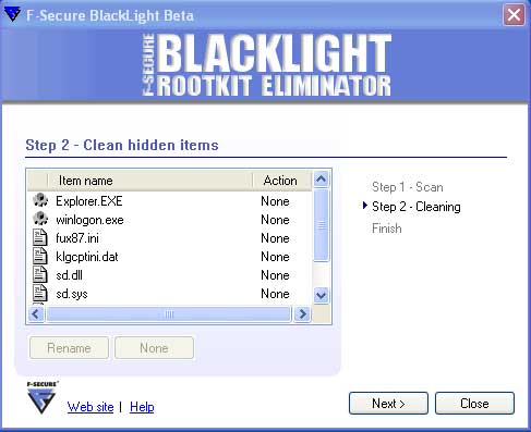Làm sạch các rootkit được tìm thấy bởi Blacklight