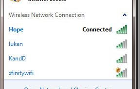 Danh sách kết nối Wifi