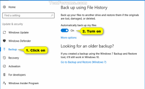 Bật hoặc Tắt Lịch sử File trong Windows 10