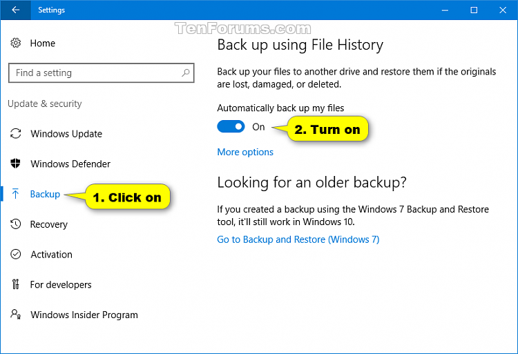 Bật hoặc Tắt Lịch sử File trong Windows 10