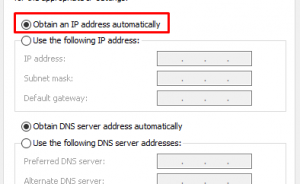 Obtain an IP address automatically