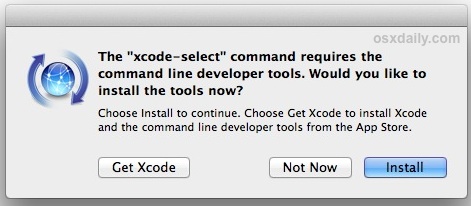 Xác nhận cài đặt các công cụ dòng lệnh trên Mac OS X