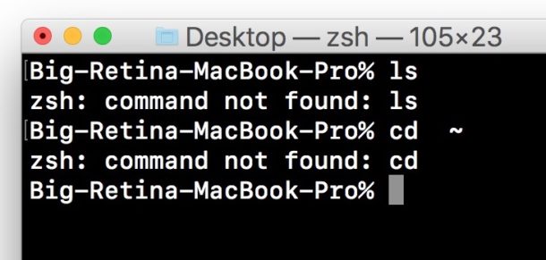 lệnh không tìm thấy thiết bị đầu cuối lỗi Mac